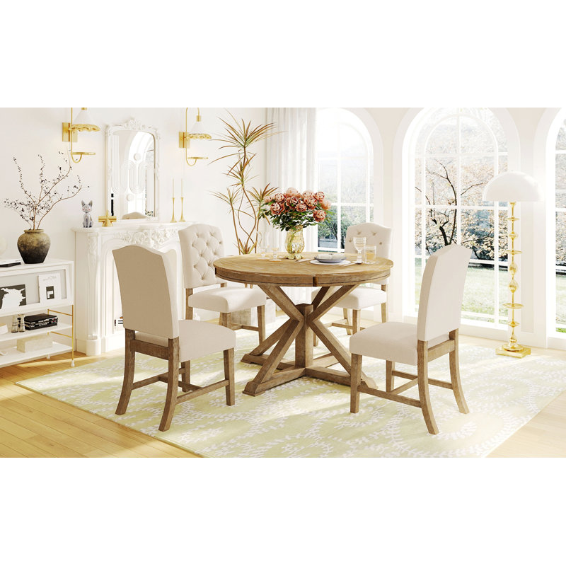 Ensemble de table de salle à manger avec table extensible et 4 chaises rembourrées pour la salle à manger et le salon