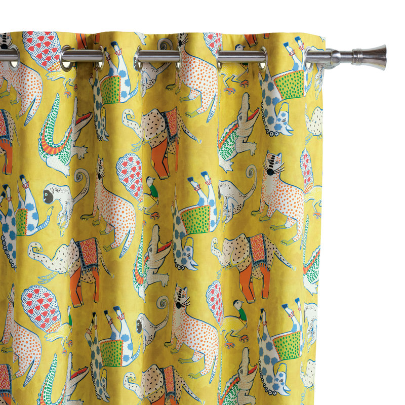 Hullabaloo Room Darkening Curtain, 96" x 96", Lemon