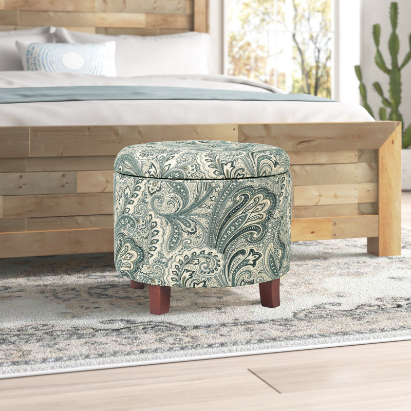 Upholstered Ottoman, Rustic Flower Polyester