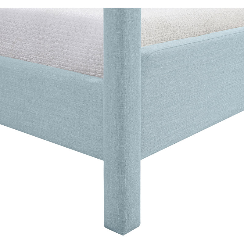 Salina Linen Textured Fabric Upholstered Bed, Light Blue Linen Textured Fabric, King