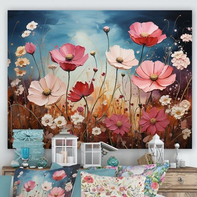 " Pink Crimson Flower Meadow Field IV "