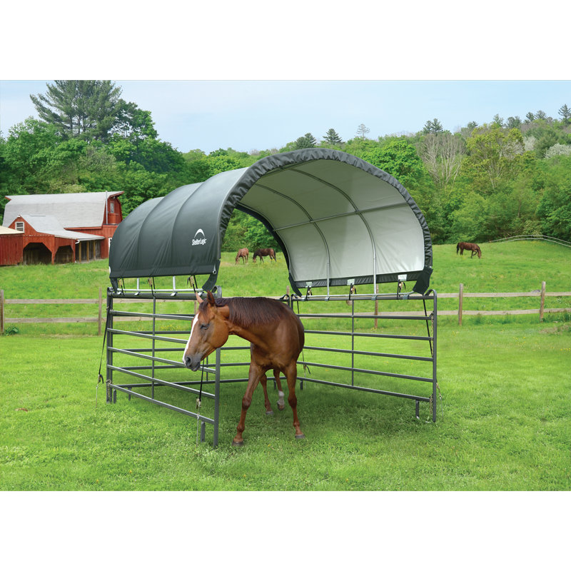 Corral Shelter Livestock Shade 10 x 10 ft. Powder Coated Green