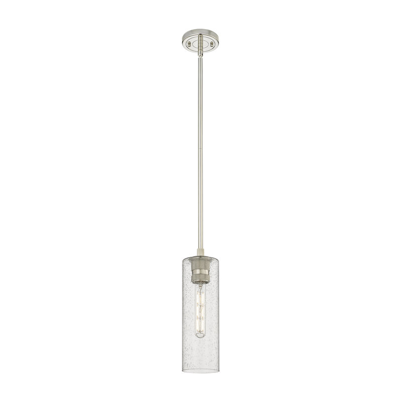 Luminaire suspendu 1 tige Crown Point, H 13,25 po x l 4,5 po x P 4,5 po, Grainé, Nickel poli