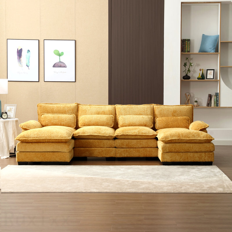 Grand canapé modulaire moderne en U en chenille