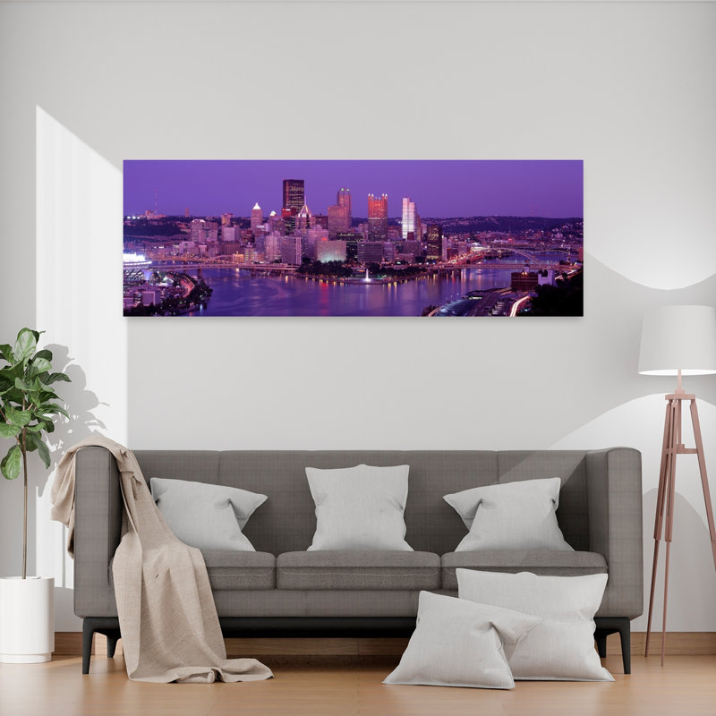 Dusk Pittsburgh PA USA 1 Piece Wrapped Canvas Panoramic Wall Art, 50.8 cm H x 152.4 cm W