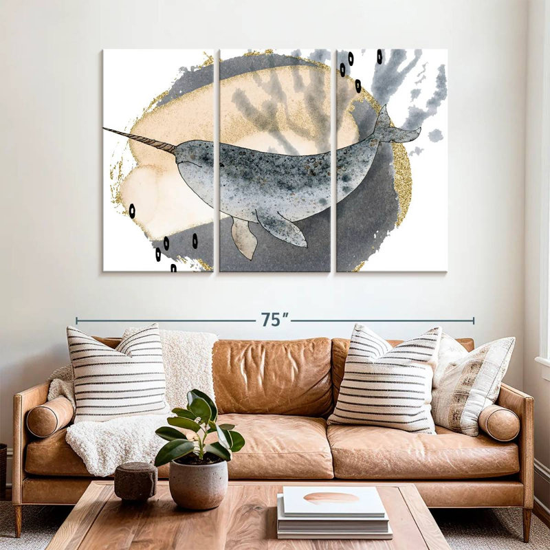 Brampt Boho Style Narwhal, 42" H x 65" W
