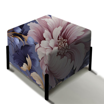 Purple And Pink Royal Damask Treasures - Damask Square Ottoman