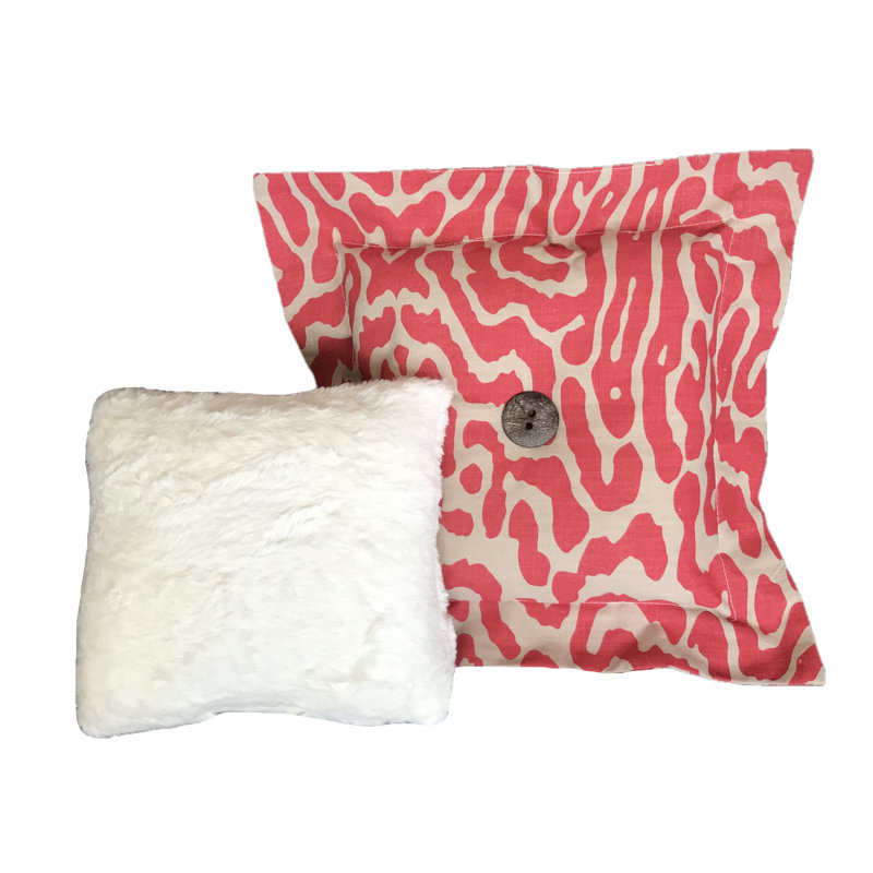 Raspberry Dot Buttons Cotton Reversible Throw Pillow