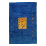 Canvello Handmade Blue & Gold Gabbeh Design Rug - 6' X 9'