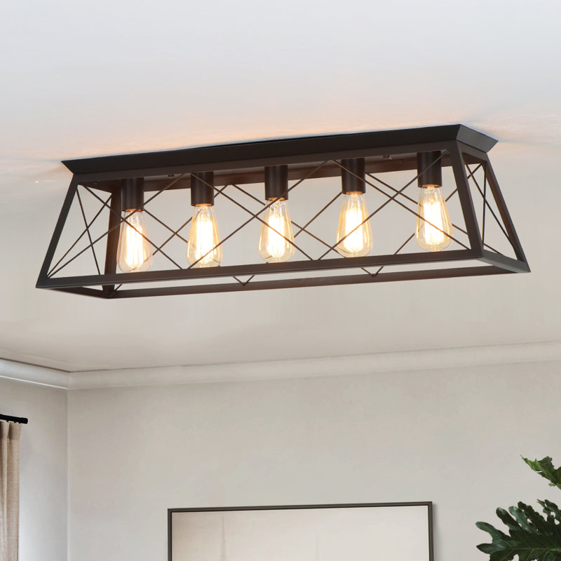 Luminaire encastré cage rectangulaire 5 lumières Ciarrai, Noir mat