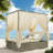 Outdoor Sun Bed With Curtain And Adjustable Backrest-1546612934