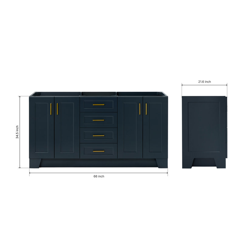 66'' Double Bathroom Vanity Base Only, Midnight Blue