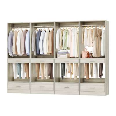 94.4" Closet System Organizer With Hanging Area, Pants Rack & Drawer, 4Pcs