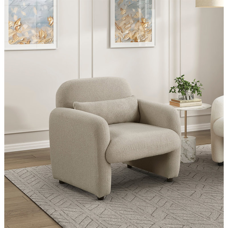 Fauteuil d'appoint contemporain de style taupe Boucle, Taupe