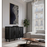 Hopper Studio Delancey Solid Wood 3 Door Rattan Sideboard, Stylish Accent Piece