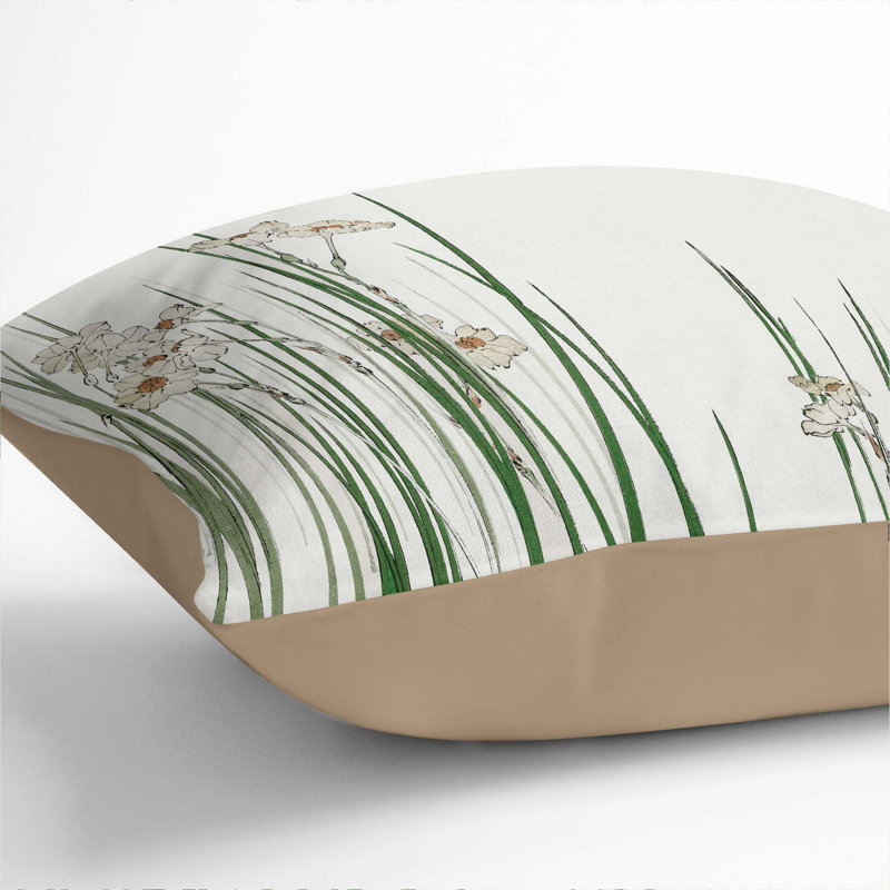 Daffodils Square Throw Cushion, 55cm H x 55cm W x 20cm D, Stone