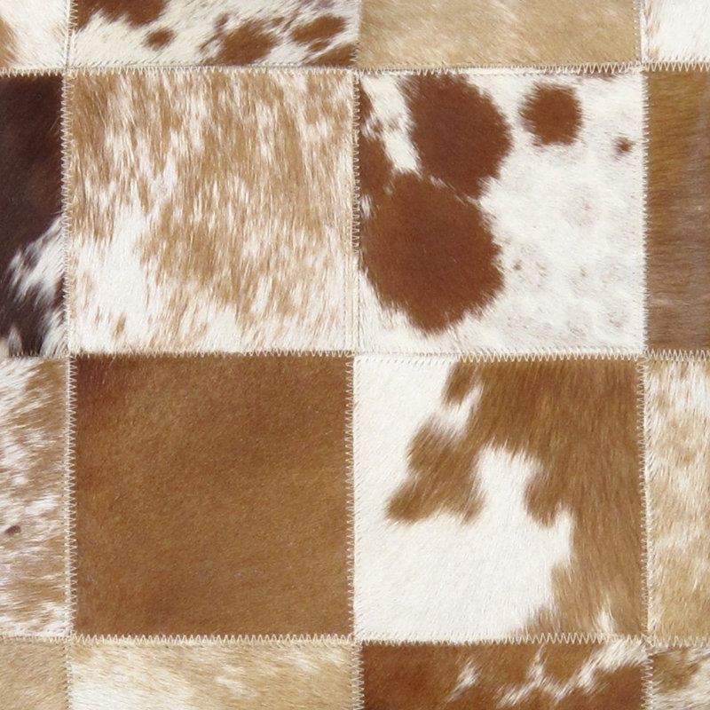 Brown and Ivory Patchwork Cowhide Throw Pillow
