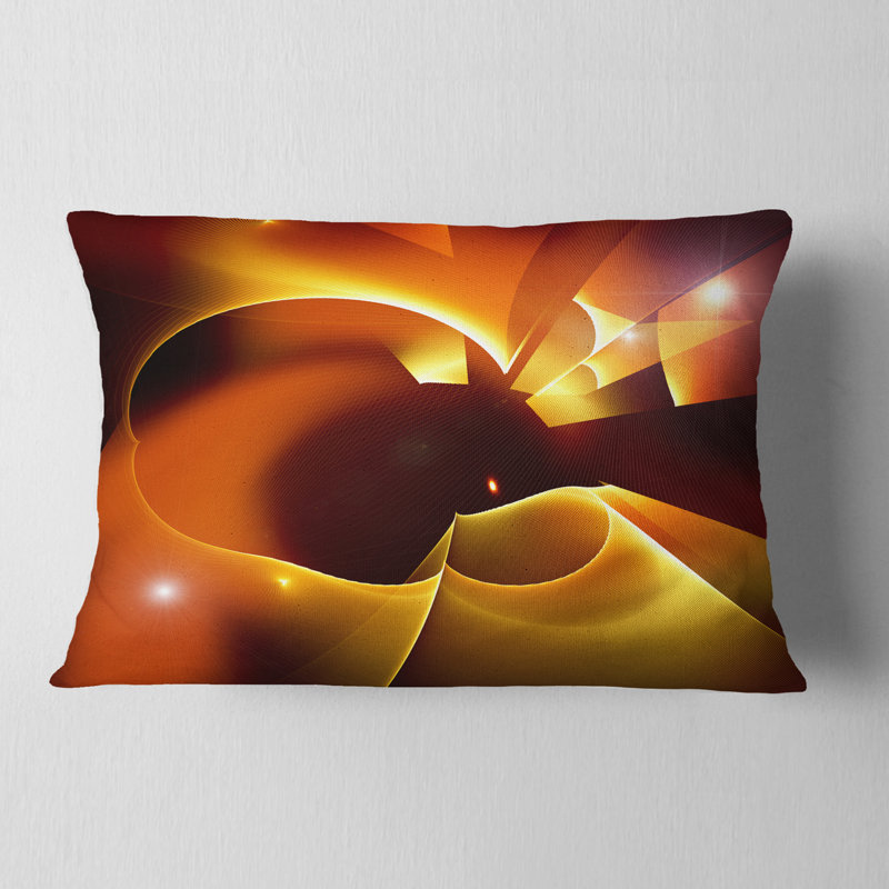 Motif fractal jaune chaud et rouge - coussin imprimé abstrait