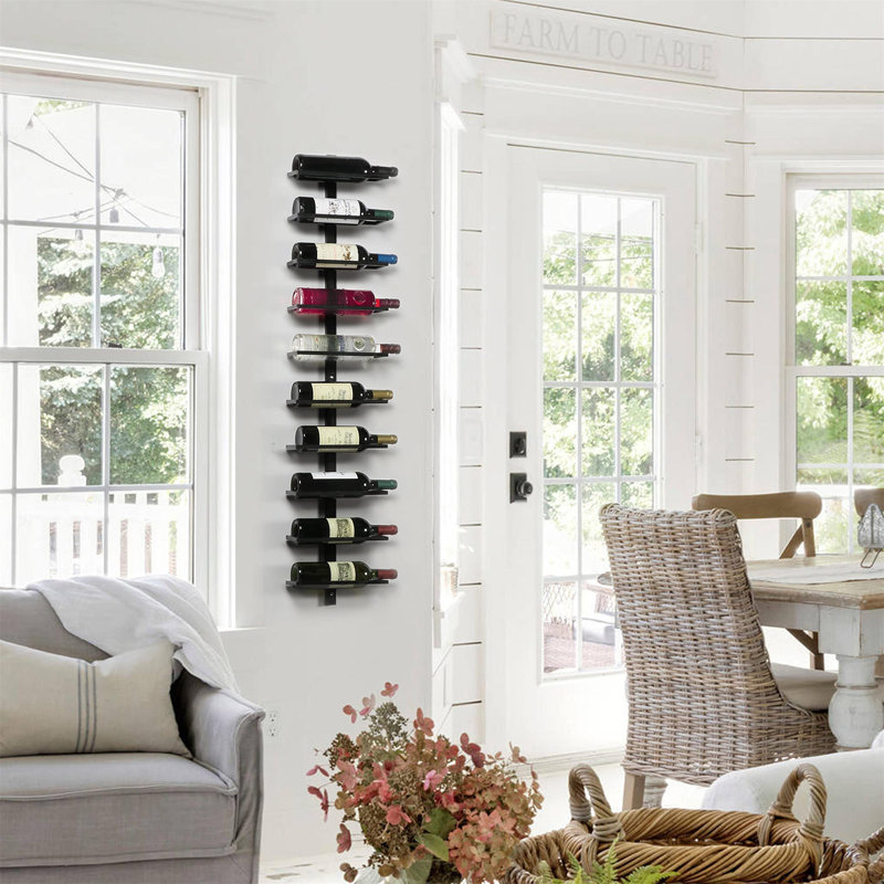 Chemaia Wall Mounted Wine Bottle Rack Black