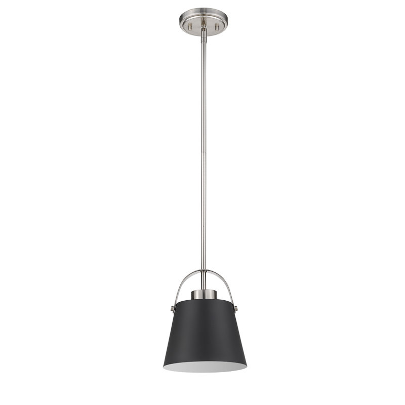 Chrisha 1 - Light Single Pendant, Brushed Nickel, Matte Black, 9.5" H x 8" W x 8" D