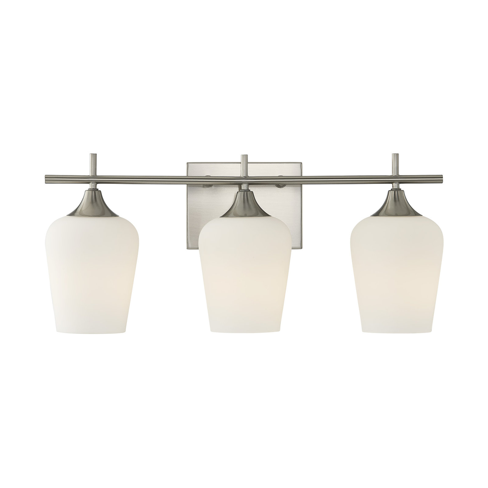 Breena 3-Light Dimmable Vanity Light, White, Satin Nickel
