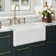 Whitehaus Collection Reversible Fireclay Kitchen Sink with Grid: Three Edge Frame, Plain Front Apron