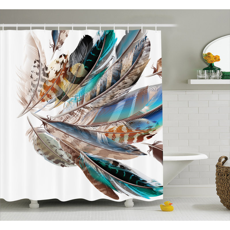 Ensemble de rideau de douche et crochets mixtes, H 69 po x l 105 po