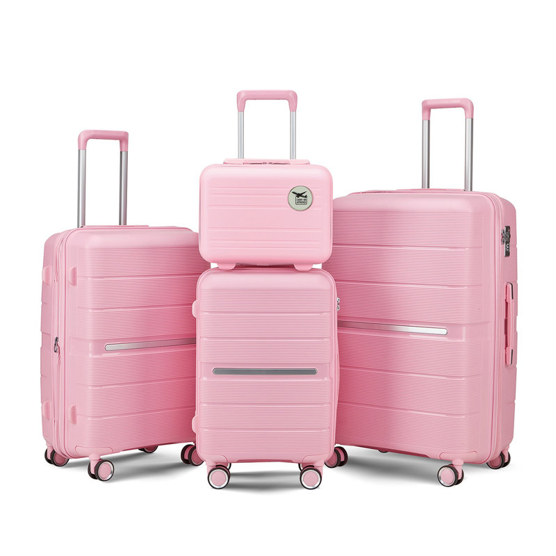 Ensembles de valises 4 pièces (14/20/24/28) Valise extensible légère et durable en PP
