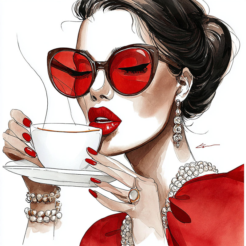 «Scarlet Sip», art mural sur toile tendue, H 40 po x l 40 po
