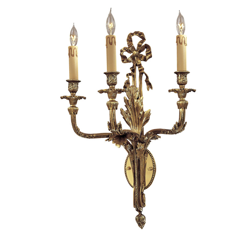Elegant French Gold 3-Light Candelabra Wall Sconce
