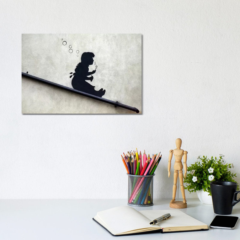 Bubble Girl - Wrapped Canvas Painting, 20.32 cm H x 30.48 cm W