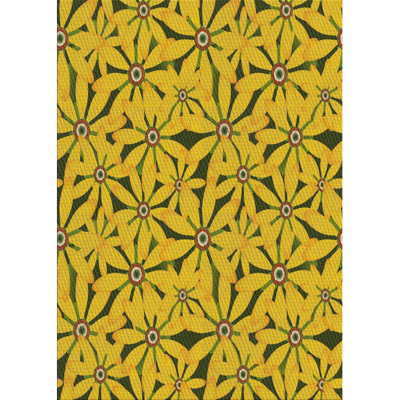 Tapis jaune en laine touffeté à la main Diamondville