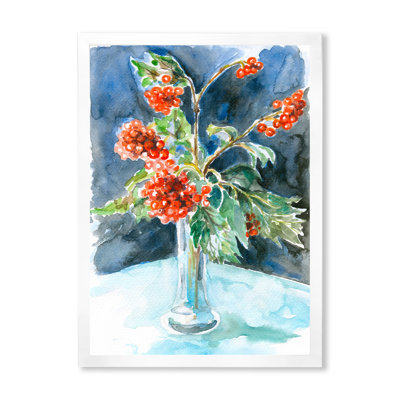 Fleurs de Noël avec baies rouges - Reproduction de photo sur toile