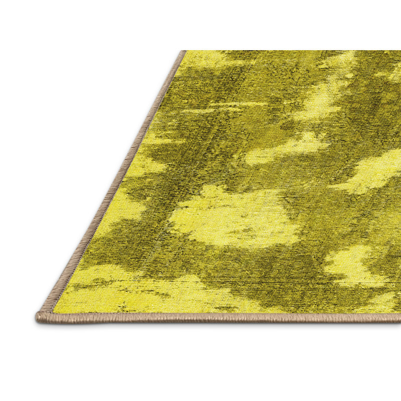 Tapis contemporains jaunes lavables à la machine 770, Rectangle 7 pi x 10 pi
