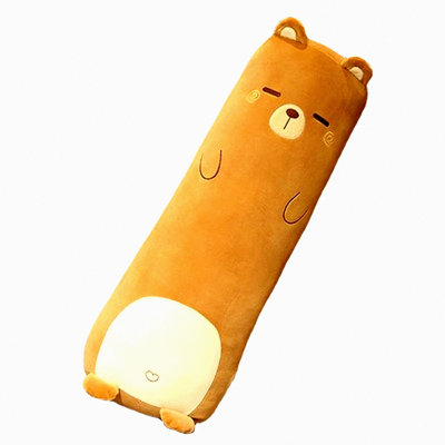 Brown CuddleBear Plush Body Pillow - Animal Shaped Toy Gift Pillow for Sleeping, Kids Big Bed Pillow, Cute Long Pillow