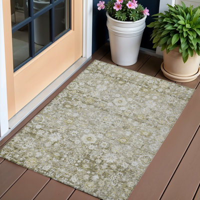 Tapis intérieur lavable oriental beige et doré 3 pi x 5 pi taupe