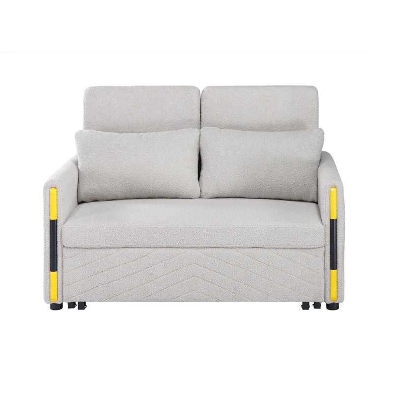 Causeuse-lit en velours avec poches latérales Teddy, Beige