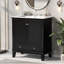 Meuble-lavabo 30 po avec lavabo, armoire de salle de bain multifonctionnelle avec portes et tiroir, bois massif et panneau de fibres à densité moyenne
