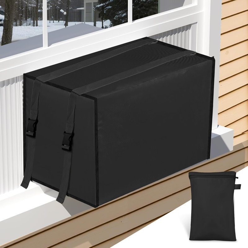 Waterproof and Dust-Proof Air Conditioner Cover for Outside, Fits Medium Units (M: 21"x16"x15"), Black