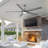60/72 Inch Ceiling Fan With Lights, Modern Solid Wood Blades Ceiling Fan For Patios, Modern High Cfm Farmhouse Rustic Ceiling Fans, 6 Speed Quiet Reversible Dc Motor, Perfect For Kitchen, Bedroom, Living Room, Patio, Balcony-1216278627-1216278624