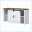 Buffet avec rangement, armoire de rangement de ferme avec portes de grange coulissantes et 4 tiroirs, table de buffet en bois avec prise de courant-1628510769