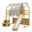 Charming Wooden Loft Bed With House-Shaped Frame And Tent-Style Canopy-60575942-60575937
