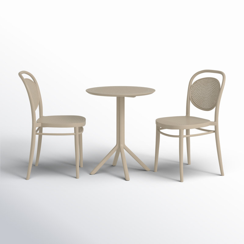 Farrah 24'' Round 2 - Person Bistro Set with Stacking Chairs, Taupe