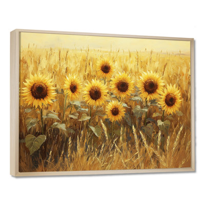 Dreshan, grange, tournesols dans le champ de blé I - tournesols, art mural