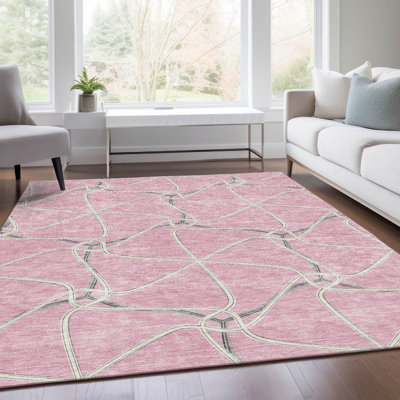 Tapis rose lavable à la machine Premium Prisco