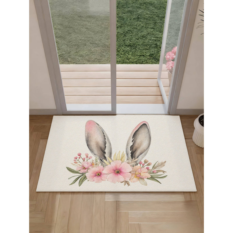 Tapis de bain Floral Bunny Ears, 20 L x 32 W, antidérapant, pour salle de bain et salle de gym