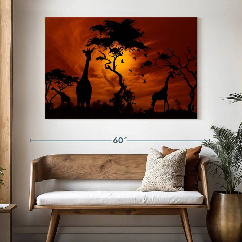 Brampt silhouette de girafes d'Afrique, H 34 po x l 51 po
