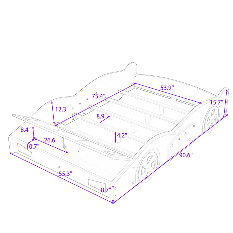 Lit plateforme avec rangement Alara, Bleu foncé