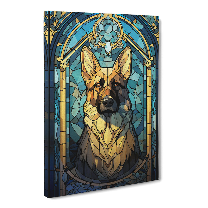 German Shepherd Nouveau - Wrapped Canvas, 60cm H x 40cm W x 3cm D