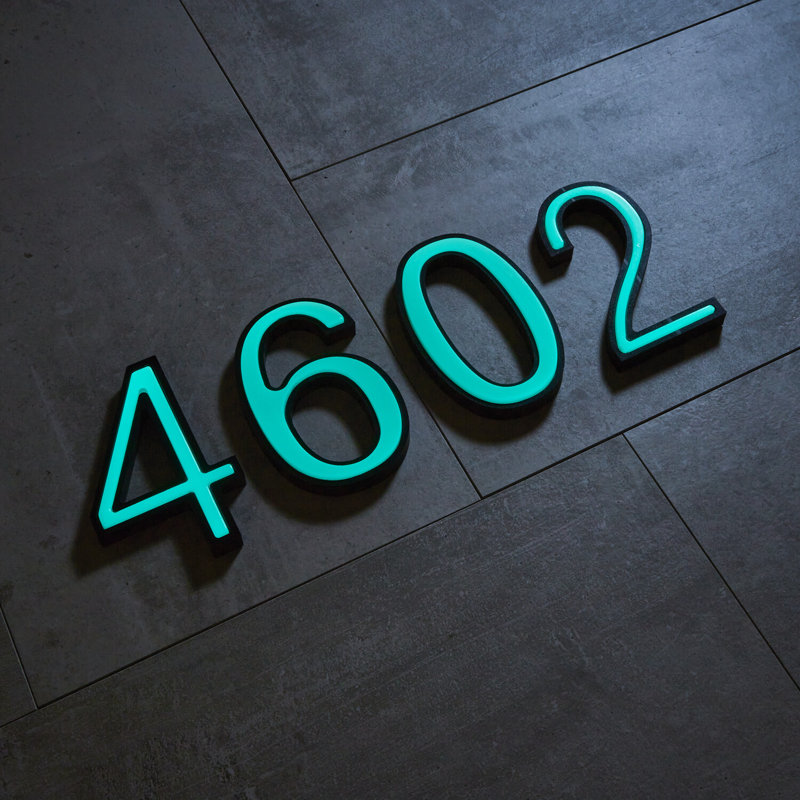 Numéro de maison à fixation en surface 6 po H, Turquoise, 5